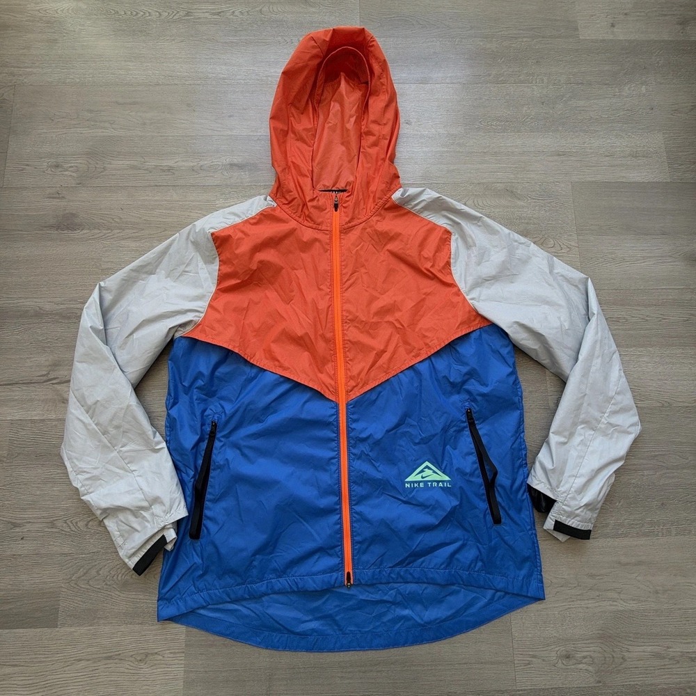 Nike Trail Storm-FIT Hooded Jacket Mens L Orange Blue CZ9054-869